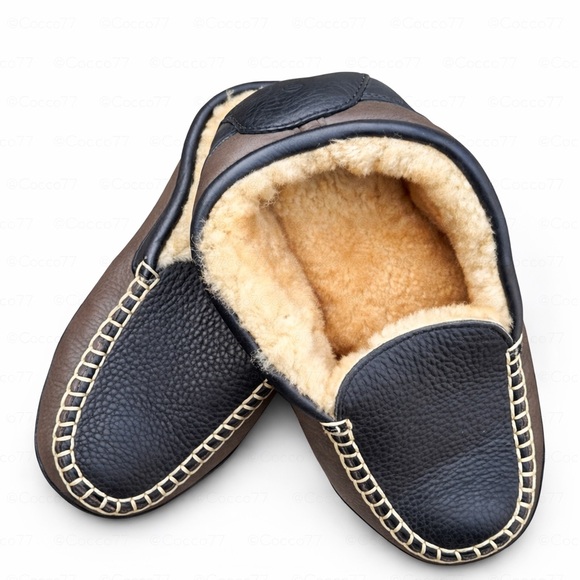 Acorn Shearling Lined Leather Moccasin Slippers men’s 11 House Shoes slippers - Picture 8 of 8